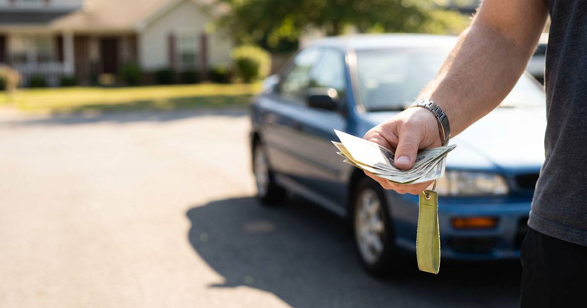 Cash being counted out for a junk car